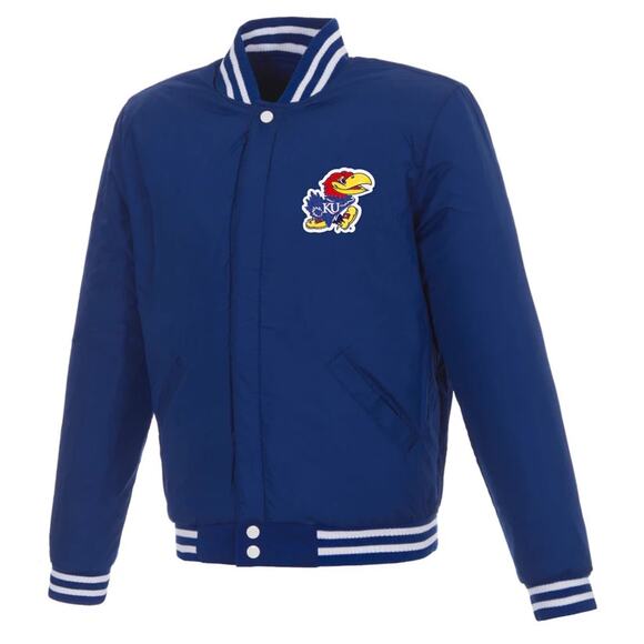 Kansas Jayhawks Reversible Fleece Jacket with Faux Leather Sleeves - Picture 5 of 6